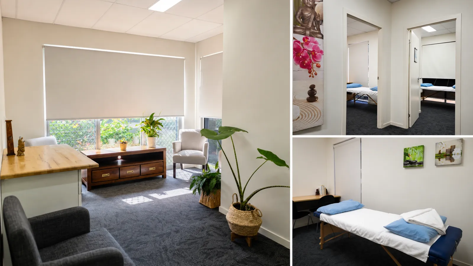 A consultation room at Health Hub Tweed Coast, Hastings Point, set up for an acupuncture appointment.