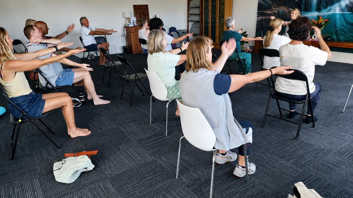 Monique Carole teaching a Pilates class at Health Hub Tweed Coast.