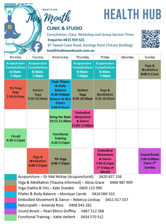 Health Hub Studio Time Table